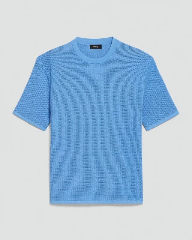 Theory Mesh Tee in Cotton in CRISP BLUE 100% Cotton; Exclusive Of Elastic, photo 6 of 12 from Theory