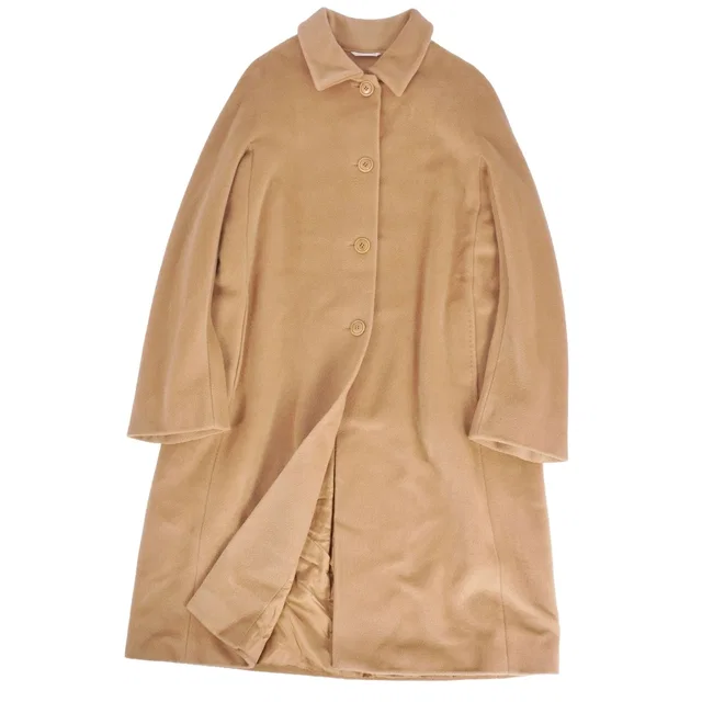 Max Mara Coat Long Soutien Collar Balmachan White Tag Wool Cashmere Brown in Brown Cashmere from The Reluxe