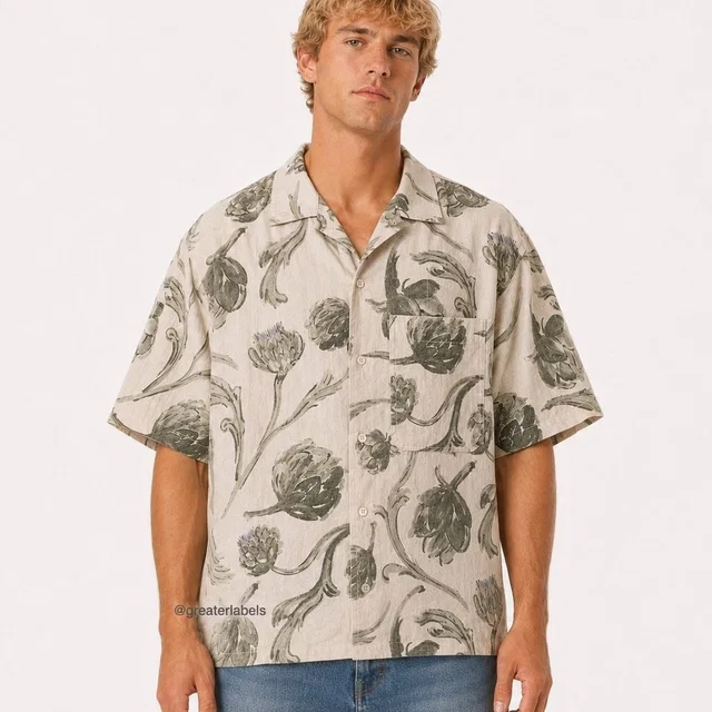 Jacquemus Le Coup De Soleil Ss20 Artichoke Print Camp Shirt Cotton Size 48 in green Woven leather from Poshmark