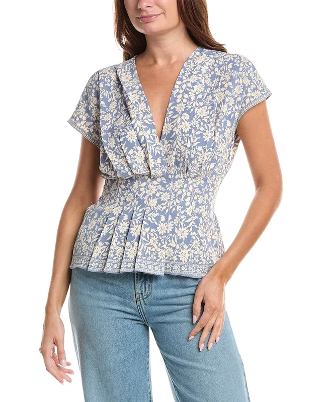 Max Studio Short Sleeve Pleat Front Blouse, image 1 of 1 from Rue La La