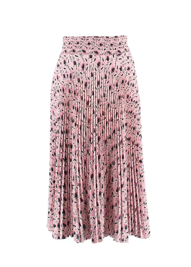Prada Pink Floral Pleated Midi Skirt in Pink from HEWI