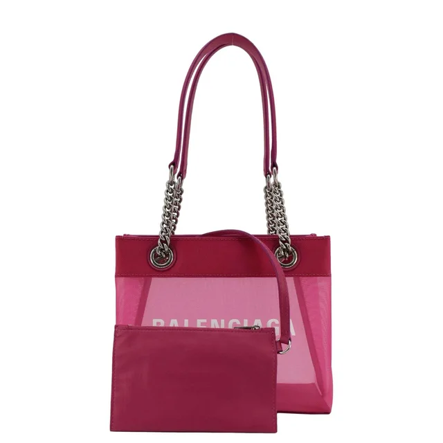 Balenciaga Duty Free Mesh Tote Bag Fuchsia in Pink Leather from Dallas Designer Handbags