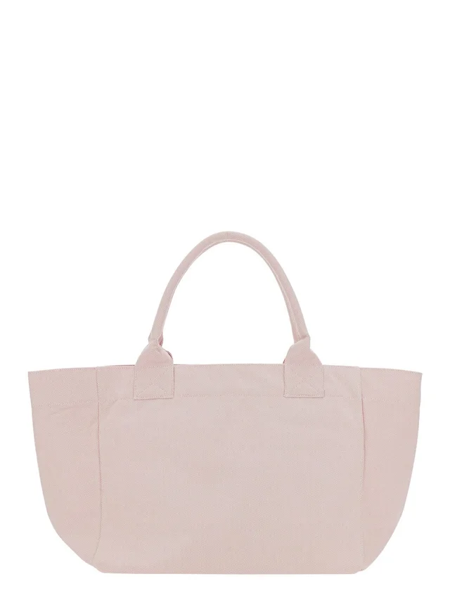 GANNI 'Trapeze Medium' Pink Tote bag with logo lettering and print on the front in cotton for women in Pink, photo 8 of 10 from Gaudenzi Boutique