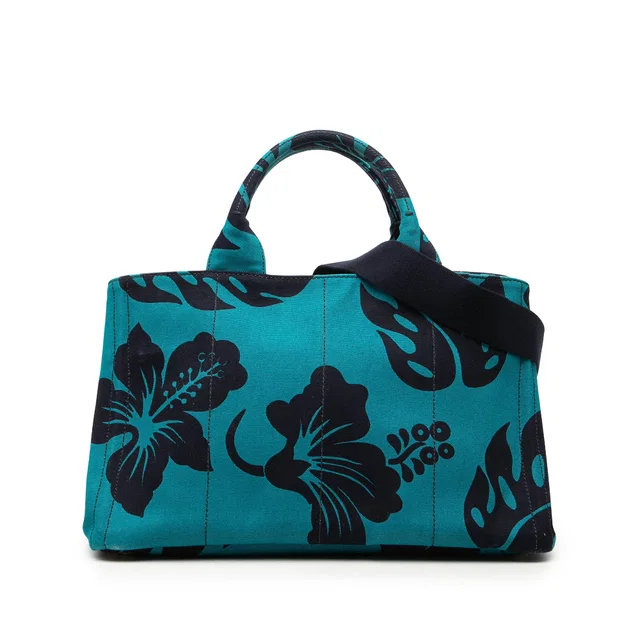 Blue Prada Canvas Canapa Hawaii Tote Satchel in Blue Canvas from Designer Revival