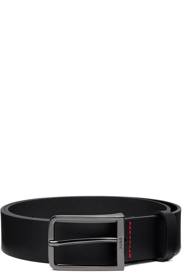 Black Leather Logo-Buckle Belt, image 1 of 1 from SSENSE