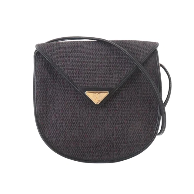 Saint Laurent Shoulder Bag Leather Gray Black Gold Vintage in Black Leather from The Reluxe