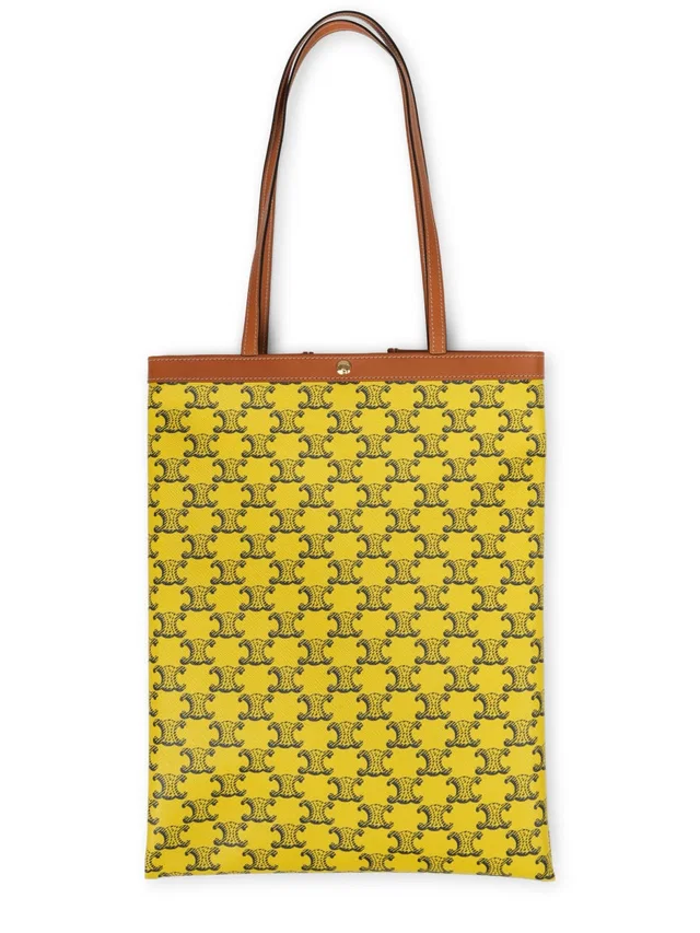 Celine Triomphe Tote Bag — Yellow in Yellow Woven leather from HEWI