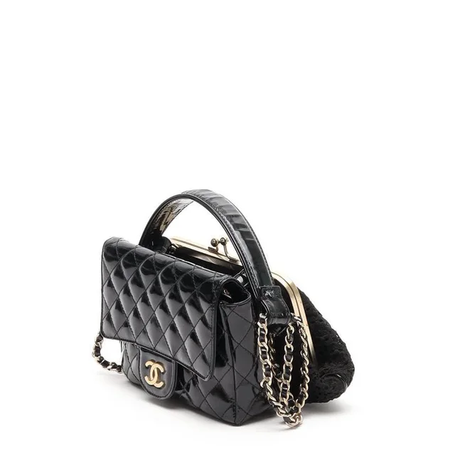 Chanel Patent Leather and Lace Mini Kiss Lock Double Sided Bag in Patent leather from A Retro Tale, photo 2 of 15