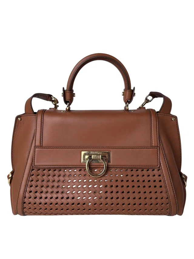 Ferragamo Brown Leather Hand Bag in Brown Leather from Luxury Promise