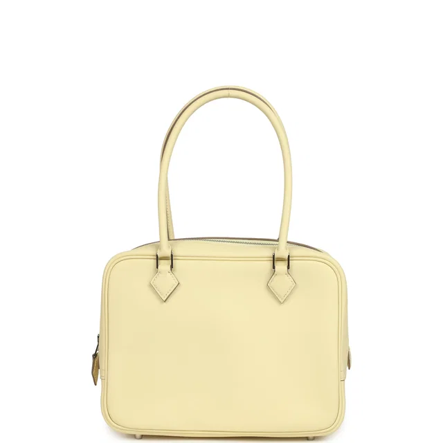 Hermès Mini Plume 21 Bag Jaune Milton Swift Palladium Hardware in Yellow Swift leather from Madison Avenue Couture