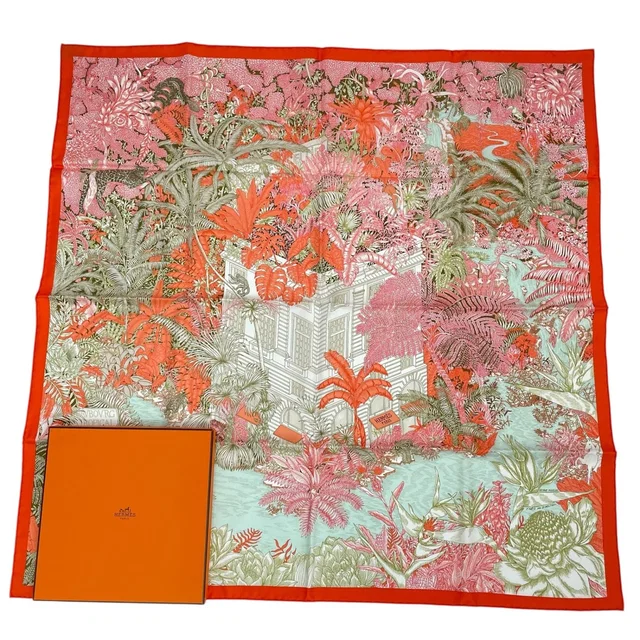 Hermès Carre 90 Faubourg Tropical Multicolor Scarf in Multicolor Silk from The Reluxe