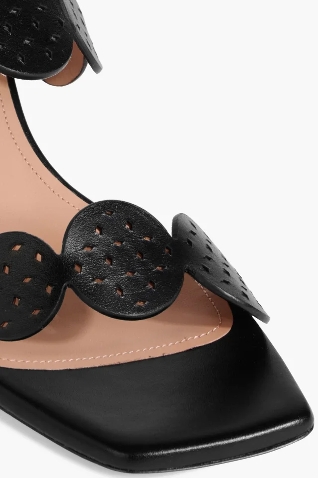 Malone Souliers Trish 65 Laser-Cut Leather Mules in Black, photo 4 of 4 from THE OUTNET