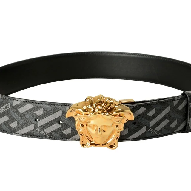 Versace Men's Belt - Black/Grey in black|gray from Depop, photo 2 of 6