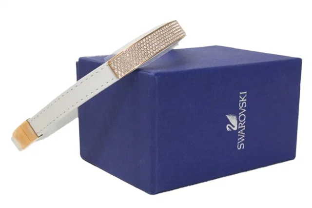 As New Swarovski Vio White Leather Bracelet in White Leather, Crystal from Oxfam Online Shop