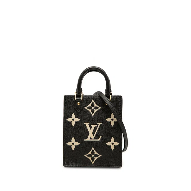 Black Louis Vuitton Bicolor Monogram Empreinte Petit Sac Plat Satchel in Black Leather from Designer Revival