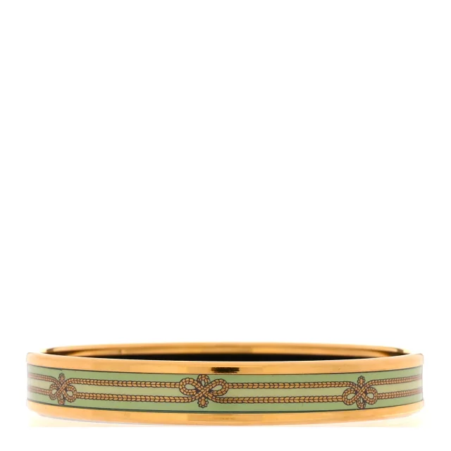 Hermès Enamel Printed Rope Narrow Bracelet 65 Green in Green from FASHIONPHILE, photo 3 of 5