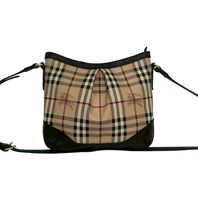 Burberry Check Leather Shoulder Bag in Leather from LuxUness