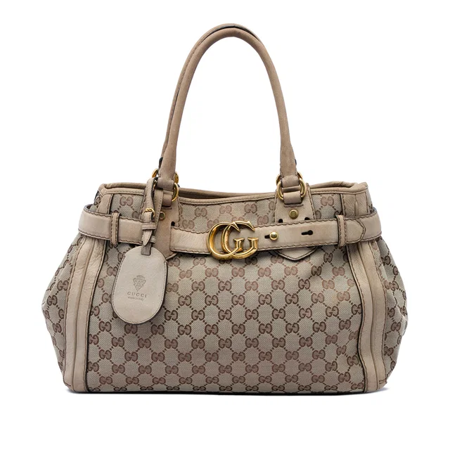 Beige Gucci GG Canvas Running Tote in Beige Canvas from Designer Revival