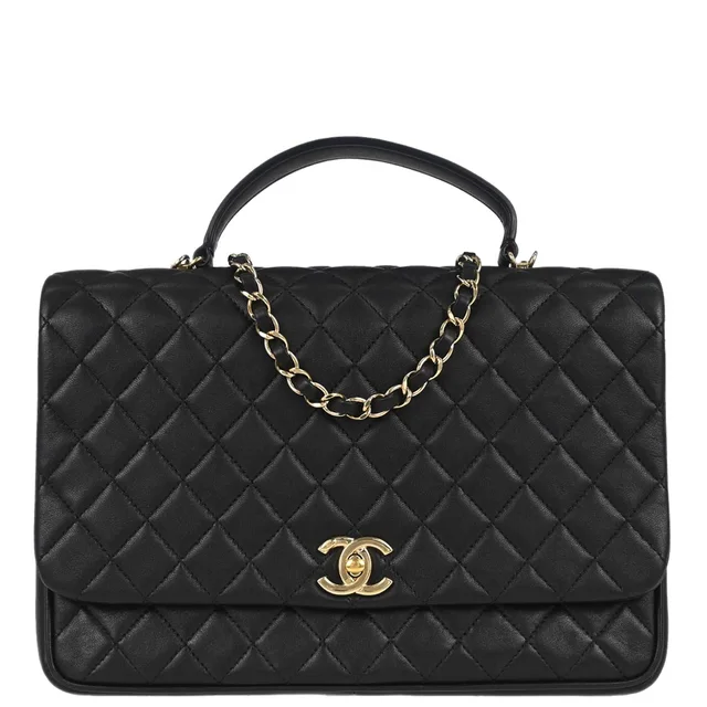 Chanel 2018 Black Lambskin Top Handle 2way Shoulder Handbag in Black Lambskin from AMORE Vintage Tokyo
