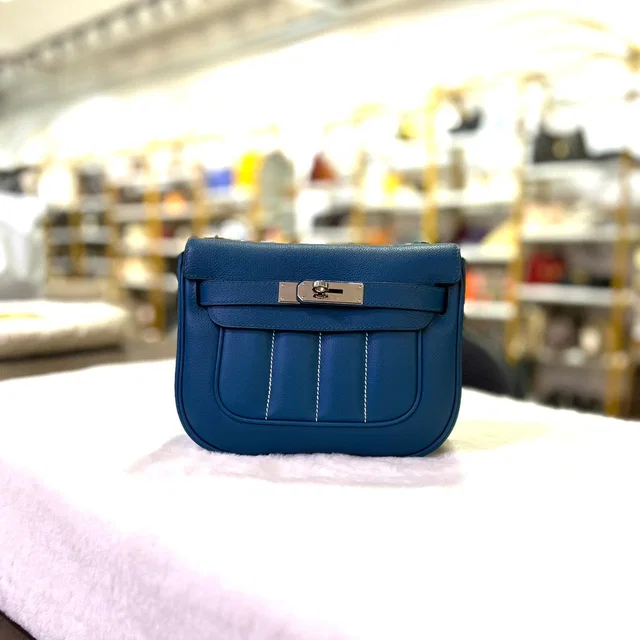 Hermès Blue De Galice Evercolor Mini Berline In PHW in Blue from Luxury Promise