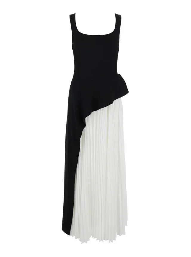 Simkhai Dress 'Zayla' with Square Neckline and Pleated Skirt in Black and White Tech Fabric for Women in Black from Gaudenzi Boutique, photo 1 of 1