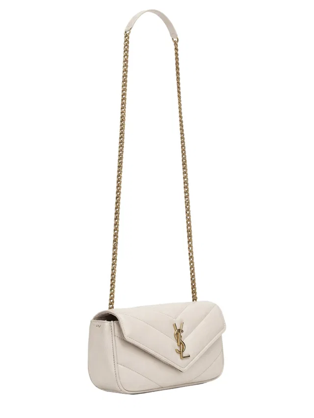 Saint Laurent Loulou Mini Shoulder Bag — White Lamb Leather in White Lambskin from HEWI