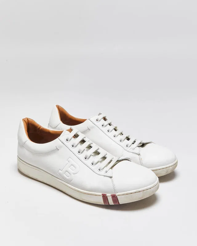 Bally 'Asher/607' White Calfskin Leather Low Top Trainers - UK8 in White Calfskin from Rokit Vintage