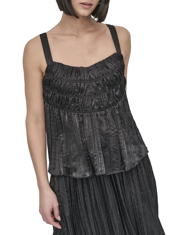 DKNY Crushed Crease T-Shirt in https://asset1.ruecdn.com/images/sw/141566/1415664615_RLSW_black.jpg, image 1 of 1 from Gilt