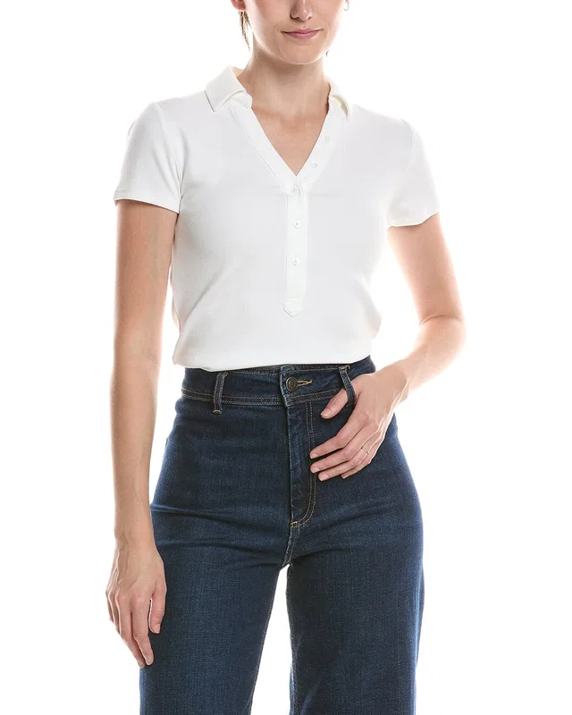 NIC+ZOE Perfect Knit Rib Short Sleeve Polo, image 1 of 1 from Gilt