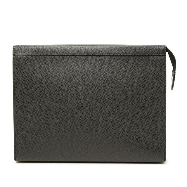 Black Louis Vuitton Taiga Pochette Voyage MM Clutch Bag in Black Leather from Designer Revival
