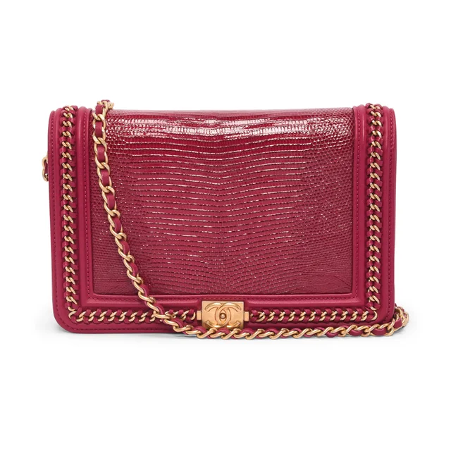 Chanel Lizard & Lambskin Chain Around Boy WOC in Magenta Lambskin from Blue Spinach