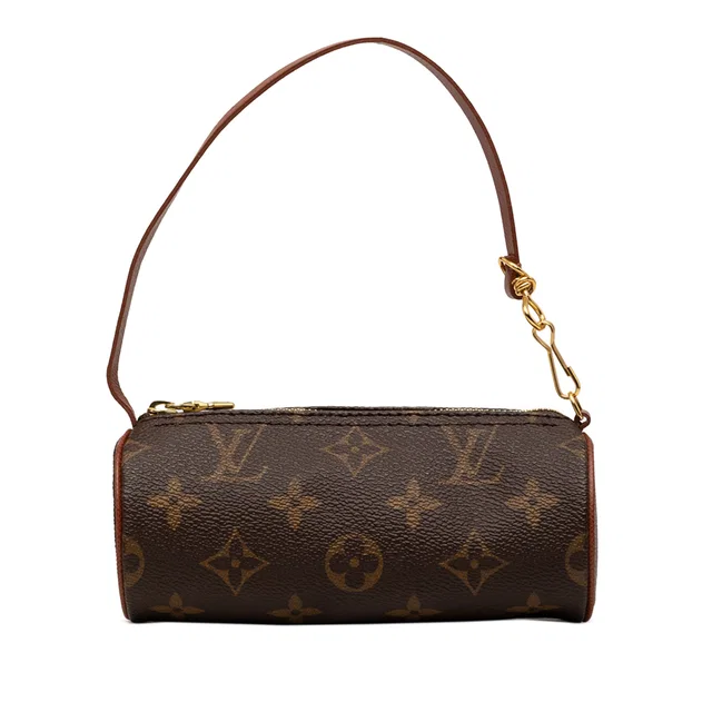 Brown Louis Vuitton Monogram Papillon Pochette Handbag in Brown Coated canvas from Designer Revival