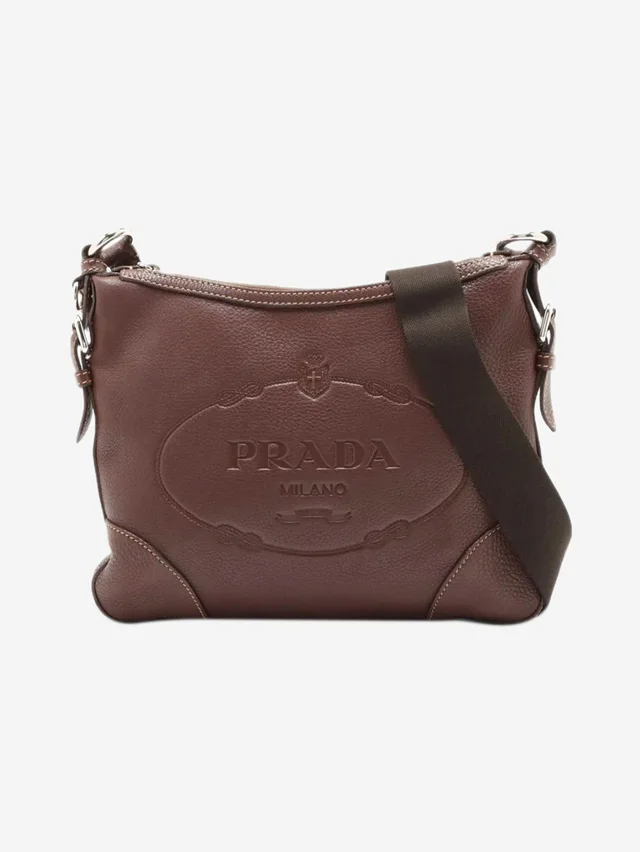 Prada Brown Vitello Daino leather shoulder bag in Brown Leather from Sign of the Times