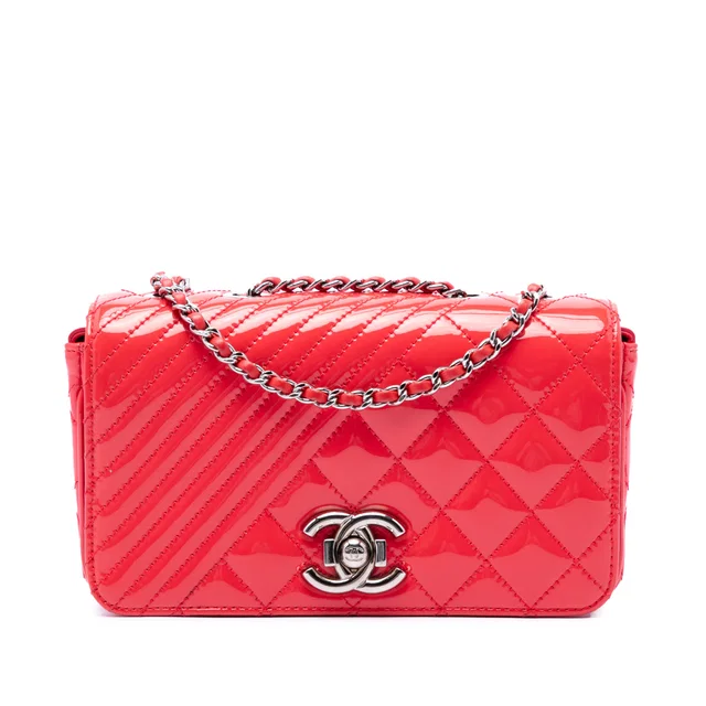Red Chanel Small Quilted Patent Coco Boy Flap Crossbody Bag in Red Patent leather from Designer Revival
