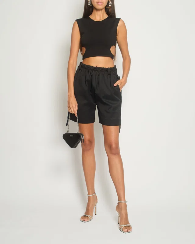 Louis Vuitton Black Wool Blend Tailored Cargo Shorts with Belt Detail Size FR 36 (UK 8) in Black Wool from Sellier