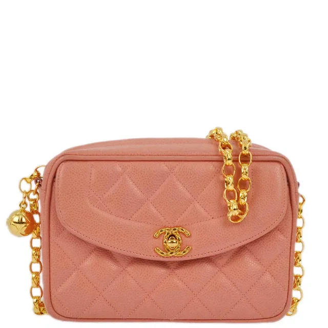 Chanel 1991-1994 Pink Caviar Camera Bag Mini in Pink Caviar leather from AMORE Vintage Tokyo