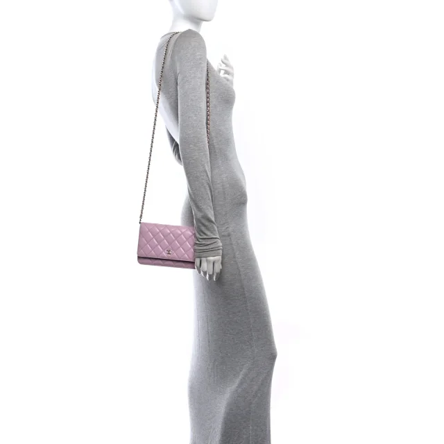 Chanel Caviar Quilted Wallet on Chain WOC Light Pink in Pink Caviar leather from FASHIONPHILE, photo 2 of 12