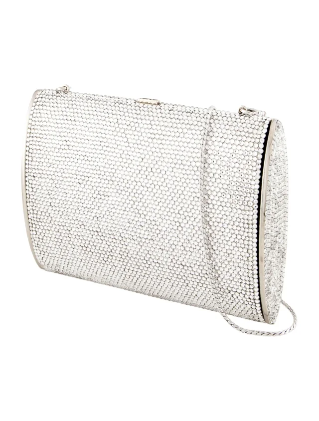 Judith Leiber Crystal Minaudière in silver|gray Satin from The RealReal, photo 2 of 5