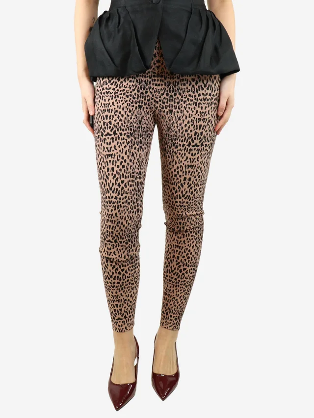 Alaïa Pink leopard print leggings - size UK 14 in Pink from Sign of the Times