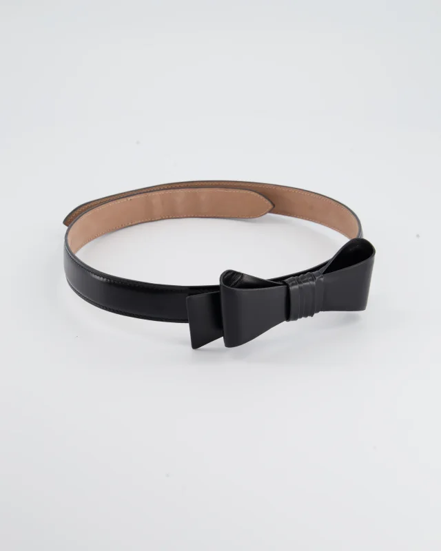 Alaïa Black Leather Belt with Bow Detail Size 70cm in Black Leather from Sellier, photo 3 of 5