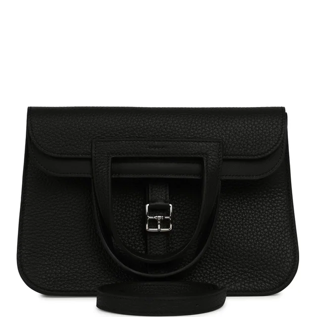 Hermès Halzan 25 Black Clemence Palladium Hardware in Black Clemence leather from Madison Avenue Couture
