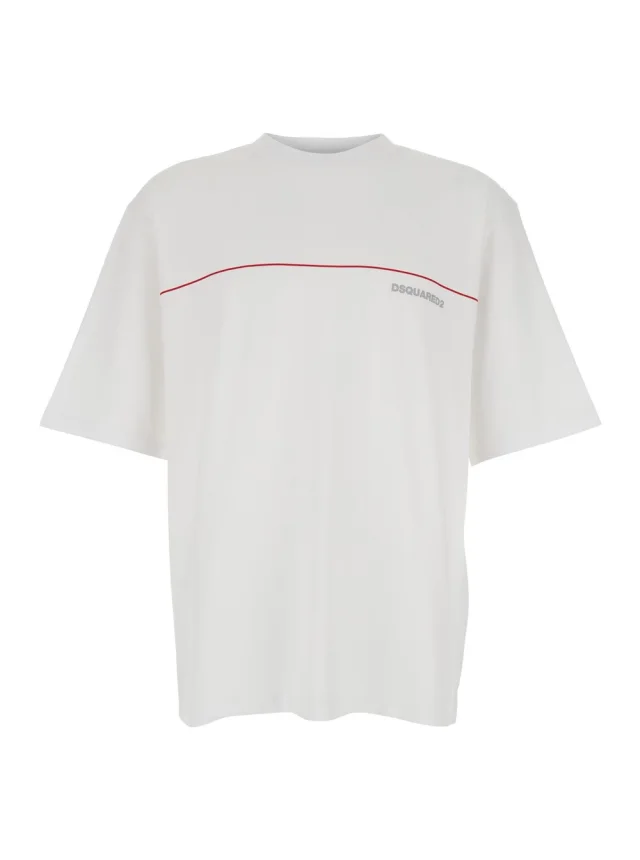 Dsquared2 White T-Shirt with Logo Lettering on the Front in Cotton for Men in White 100% Cotton from Gaudenzi Boutique, photo 1 of 1