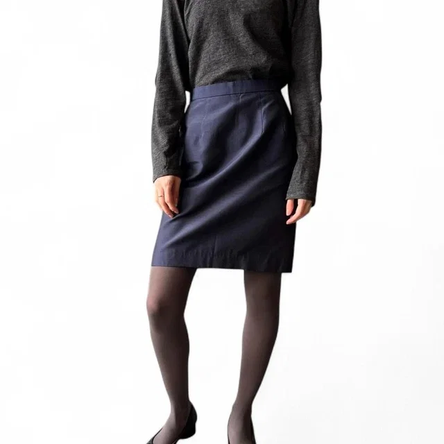 90s Silk Comme Des Garcons Navy Pencil Skirt Dark Blue Vintage M in blue Silk from Poshmark