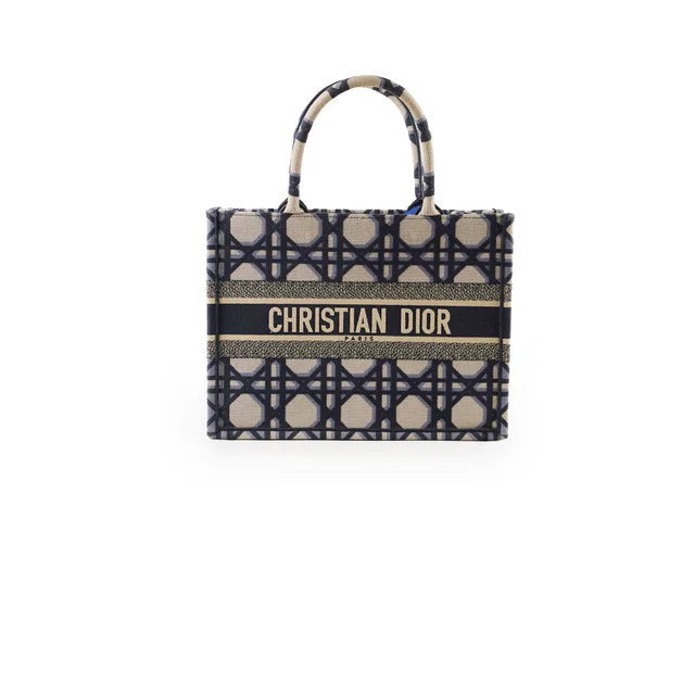 Dior Medium Book Tote Macrocannage Navy in Navy Canvas from The Purse Affair