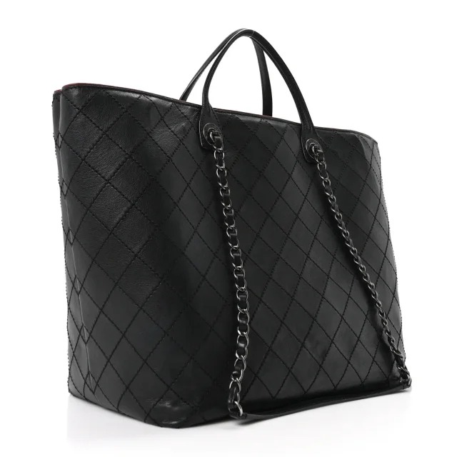 Chanel Stitched Large Shopping Tote Black in Black Calfskin from FASHIONPHILE, photo 3 of 9
