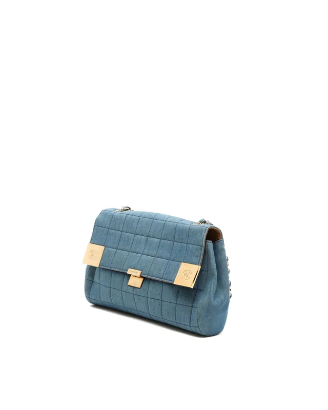 Chanel CC Denim Chocolate Bar Flap Bag in Brown Denim from A Retro Tale, photo 2 of 8