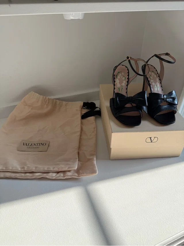 Valentino Garavani Leather Bow Ankle-Strap Heels in black Leather from Poshmark