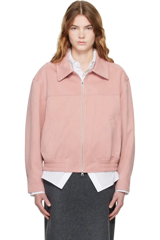 Dunst Pink Collared Faux-Suede Jacket, image 1 of 1 from SSENSE