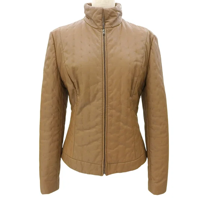 Loewe Leather Design Stitch Jacket #42 Camel in Brown Leather from VINTAGE QOO TOKYO