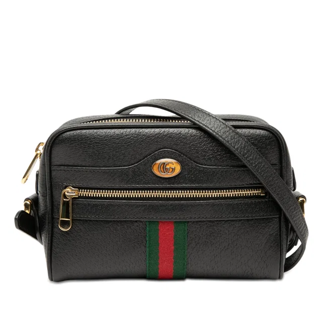 Black Gucci Mini Calfskin Web Ophidia Crossbody in Black Calfskin from Designer Revival
